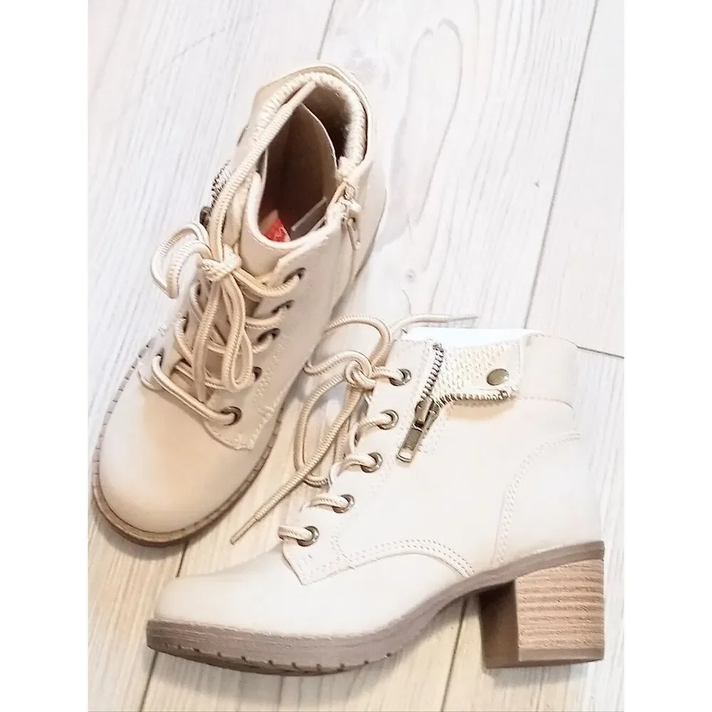 (W-4717) Pop Little & Big Kid Girls Venti Block Heel Lace Up Boots Sz 12